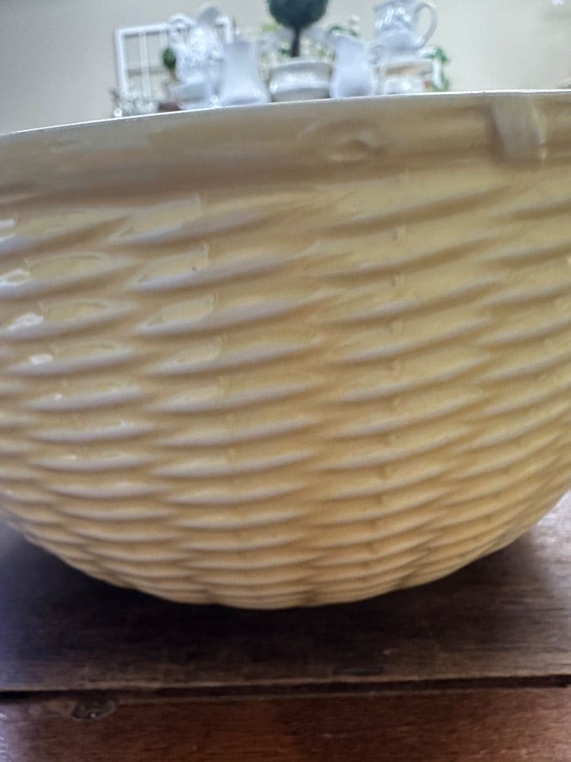 Yellow Johnson Bros Basketweave Bowl, 11"