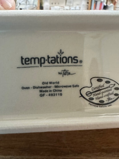 Old World Green Temptations Rectangular Baker RARE, 9"