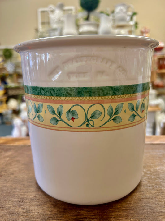 Green & White Pfaltzgraff French Quarter Crock, 5 3/4" x 5 3/4"