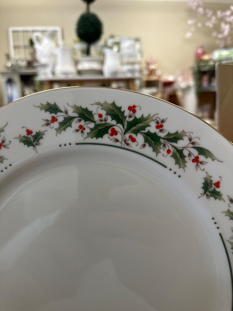 Porcelain Ware Holly Yuletide Dinner Plate, 10.5"