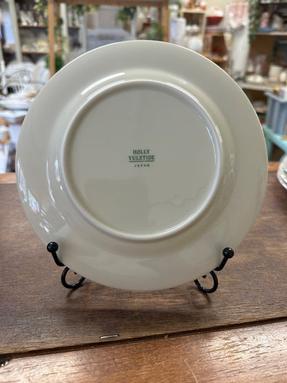 Red Green White Porcelain Ware Holly Yuletide Salad Plate, 7.5"