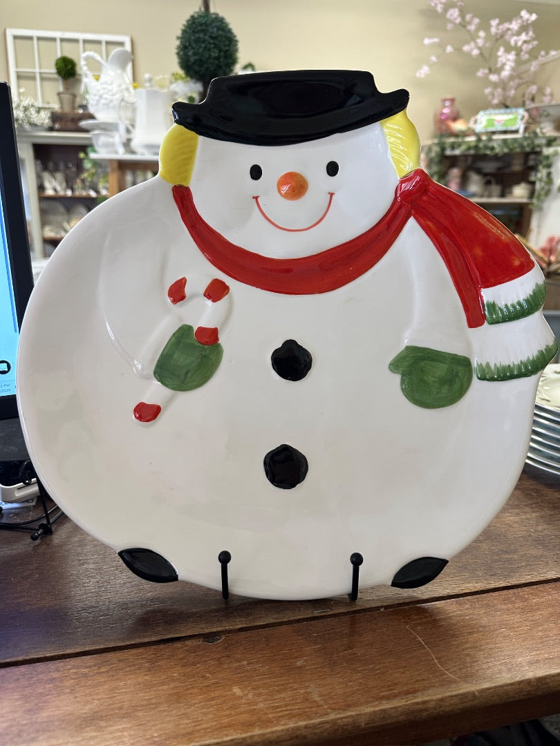 Multicolor  Snowman Platter Japan, 14"
