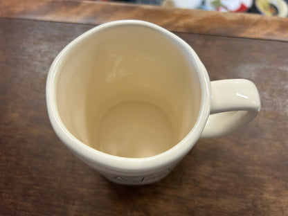 White Rae Dunn FA LA LA Mug, 4 3/4"