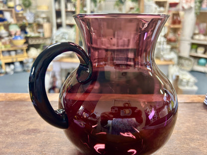 Purple Glass Pitcher, 7"