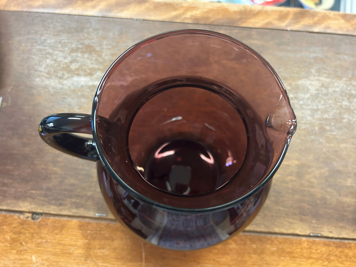 Purple Glass Pitcher, 7"