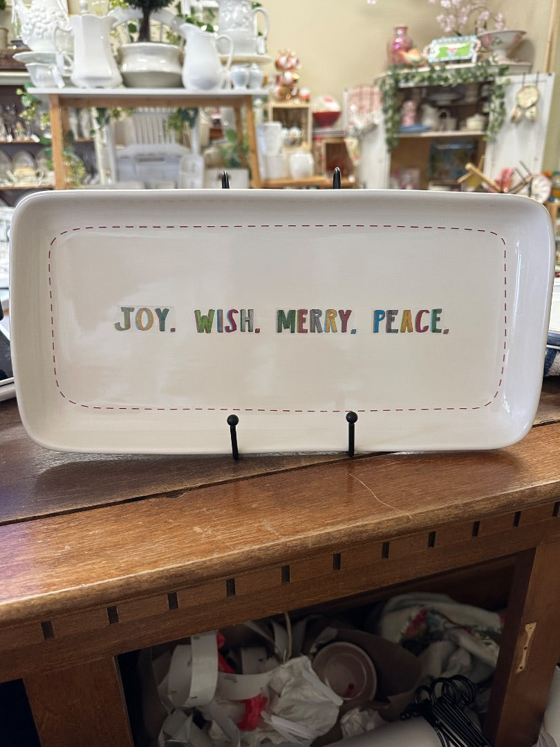 Multicolor Rae Dunn Joy Wish Merry Peace Platter, 14 x 7