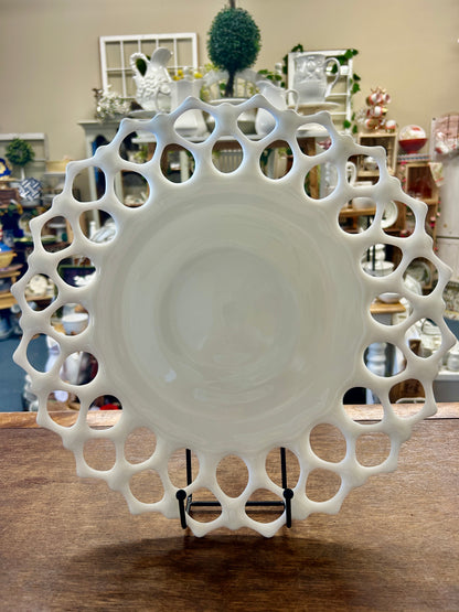 White Westmoreland Doric Milk Glass Open Lace Platter, 13 3/4"