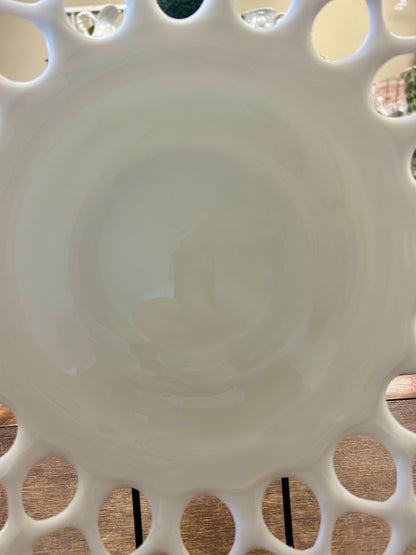 White Westmoreland Doric Milk Glass Open Lace Platter, 13 3/4"
