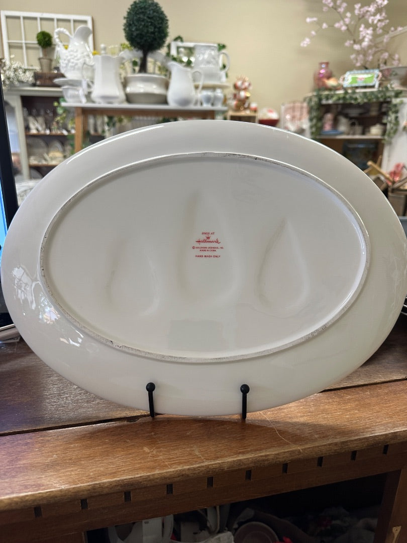 Red Green White Hallmark Snowman Platter, 15 x 11