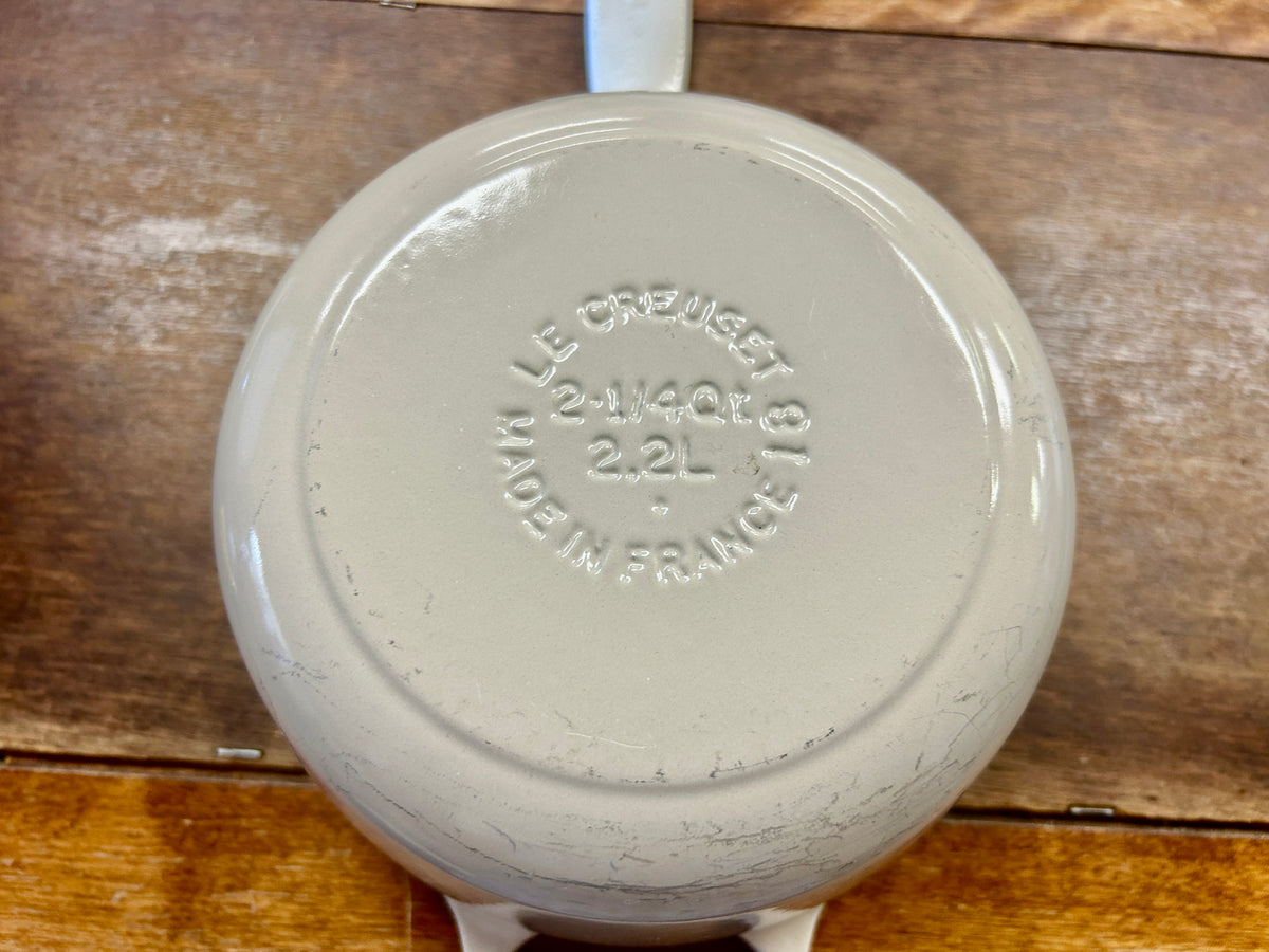 Le Creuset White 2 .25 QT Sauce Pan France, 2.25 QT