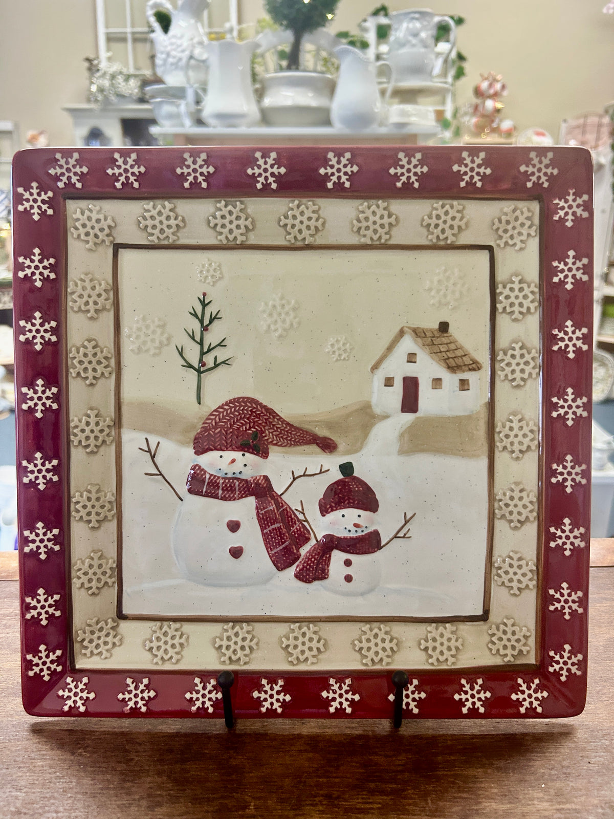Cranberry St Nicholas Square Winter Wishes Snowman Plate, 11"