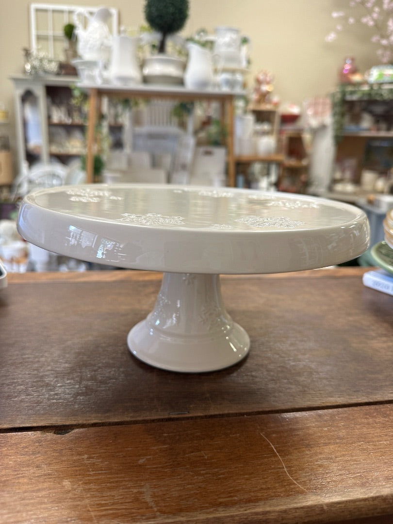 White Hallmark Snowflake Cake Stand, 10"
