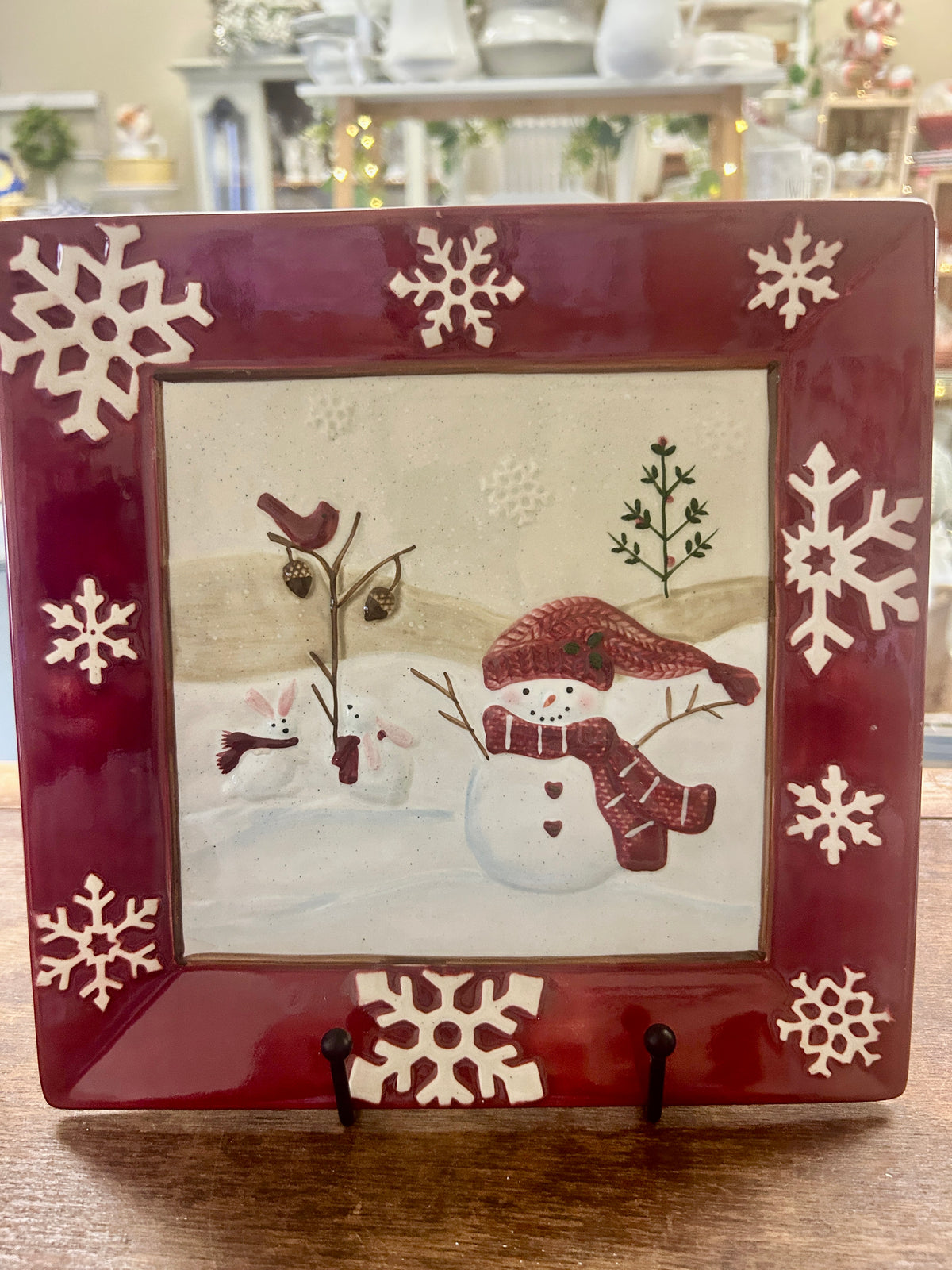 Cranberry St Nicholas Square Winter Wishes Snowman Plate, 9 1/4"