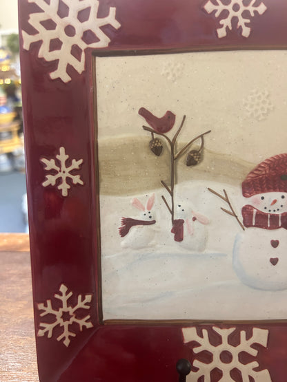 Cranberry St Nicholas Square Winter Wishes Snowman Plate, 9 1/4"