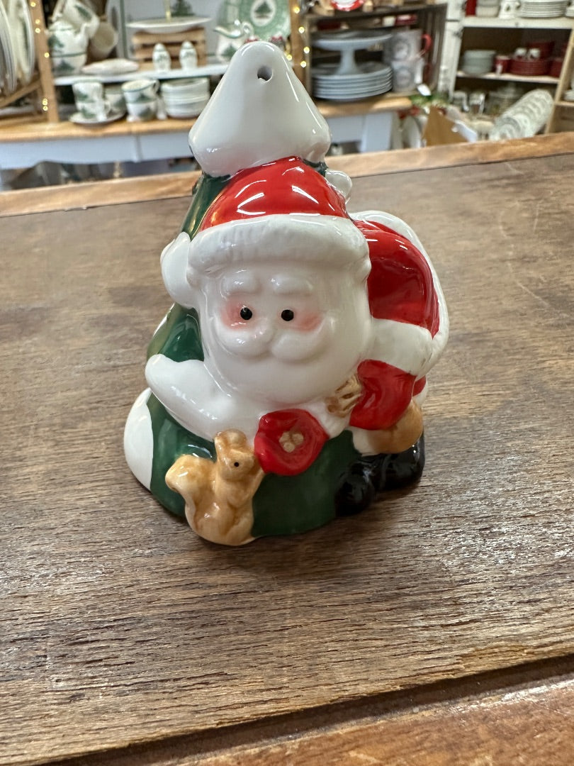 Ceramic Christmas pepper shaker with santa face and red-and-green hat