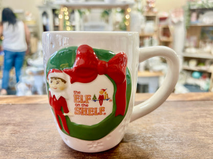Red Green White Barnes & Noble Elf on the Shelf Mug, 4 1/2"