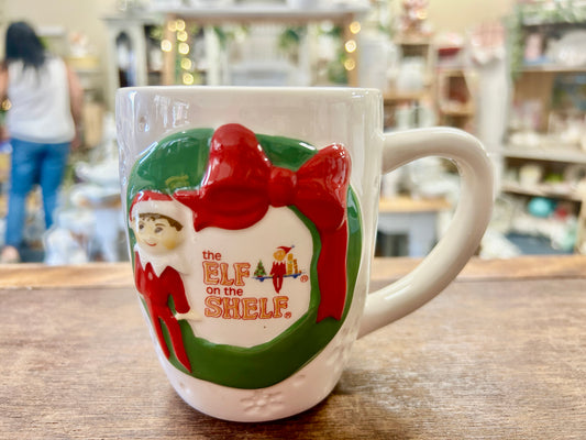 Red Green White Barnes & Noble Elf on the Shelf Mug, 4 1/2"
