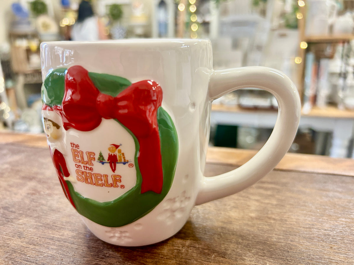 Red Green White Barnes & Noble Elf on the Shelf Mug, 4 1/2"