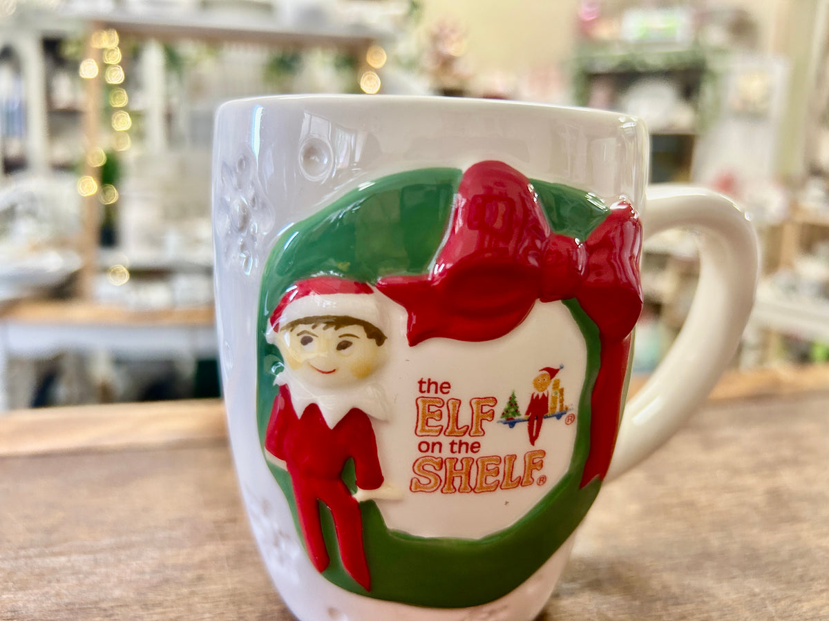Red Green White Barnes & Noble Elf on the Shelf Mug, 4 1/2"