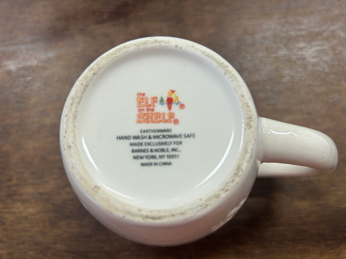 Red Green White Barnes & Noble Elf on the Shelf Mug, 4 1/2"