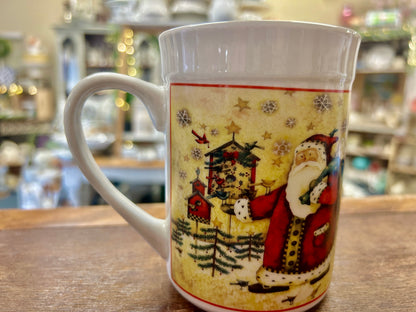 Red Green White Holiday Home Santa Mug, 4 3/4"