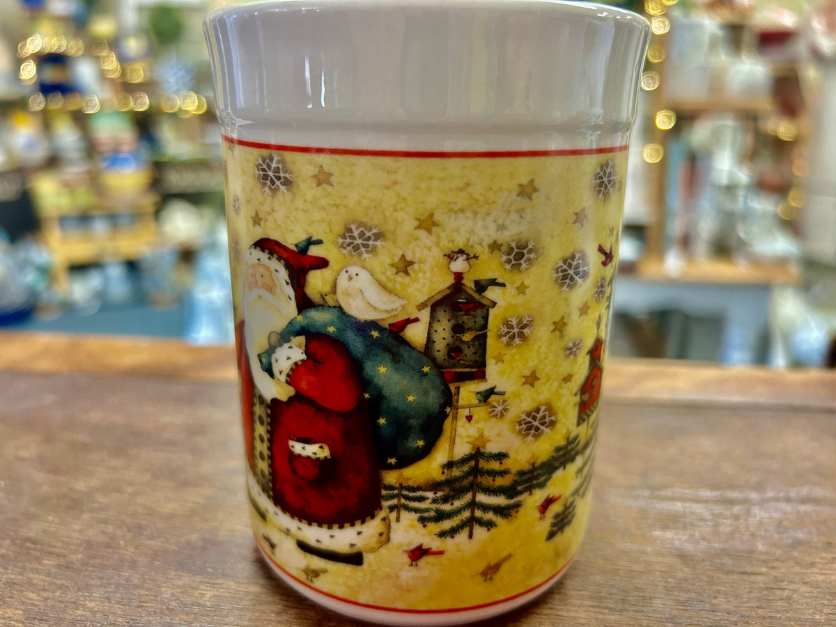 Red Green White Holiday Home Santa Mug, 4 3/4"