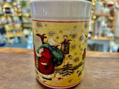 Red Green White Holiday Home Santa Mug, 4 3/4"