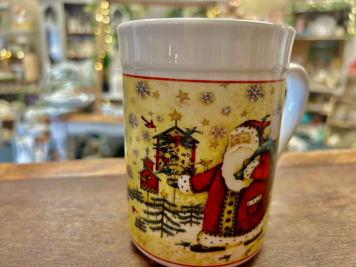 Red Green White Holiday Home Santa Mug, 4 3/4"