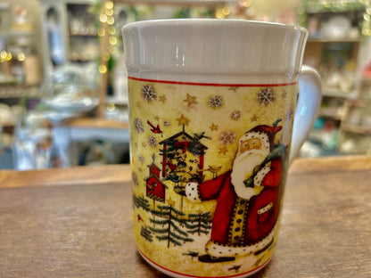 Red Green White Holiday Home Santa Mug, 4 3/4"