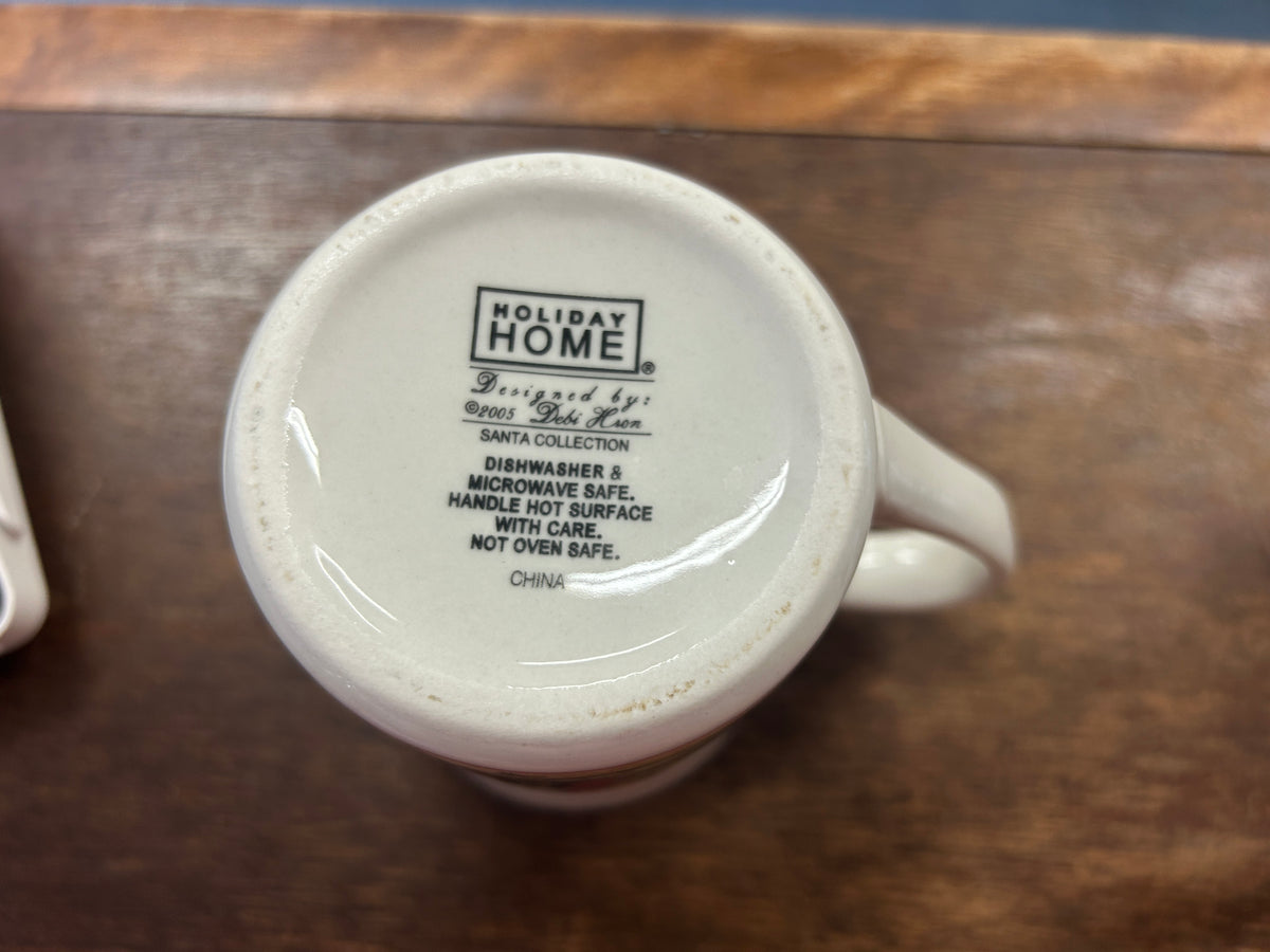 Red Green White Holiday Home Santa Mug, 4 3/4"