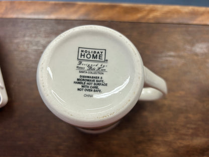 Red Green White Holiday Home Santa Mug, 4 3/4"