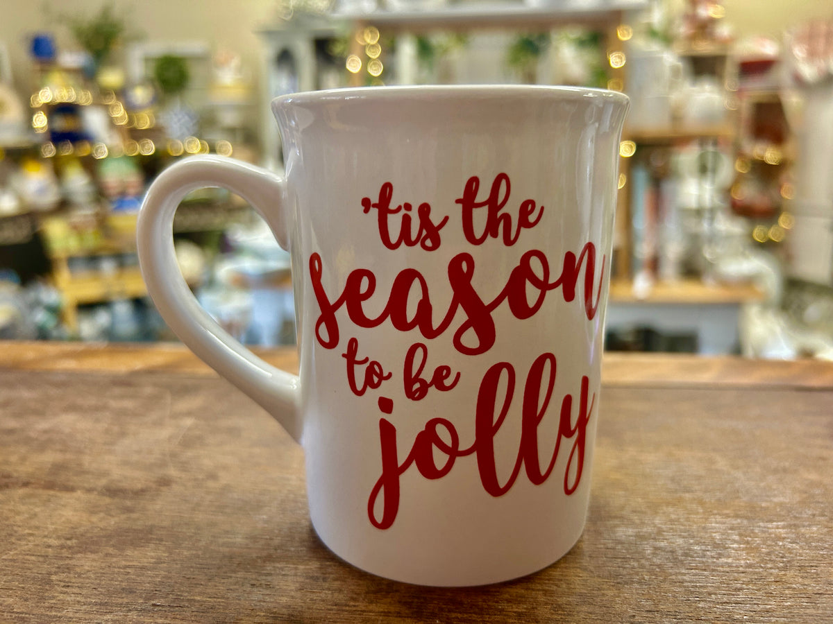 Red & White Royal Norfolk Tis The Season To Be Jolly Mug, 4 1/2"