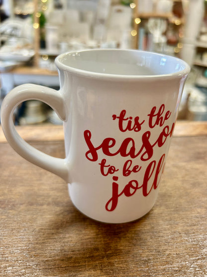 Red & White Royal Norfolk Tis The Season To Be Jolly Mug, 4 1/2"