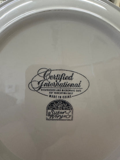 Plate back close-up with Certified International and made in China marks