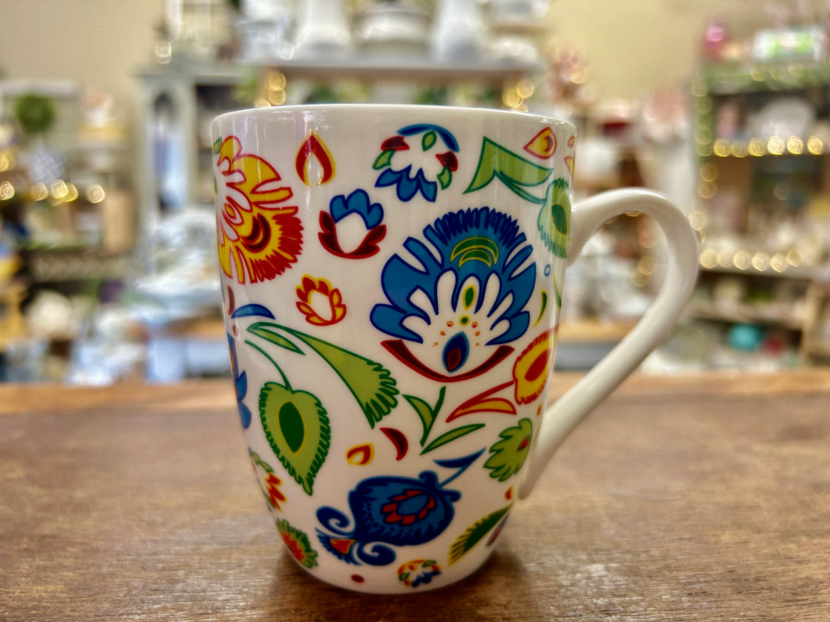 Multicolor Ambition Flower Polish Flower Mug, 4 1/4" tall