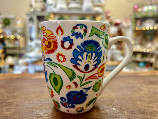 Multicolor Ambition Flower Polish Flower Mug, 4 1/4" tall