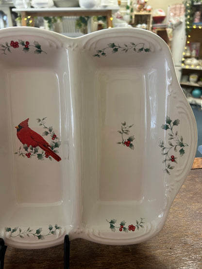 Red Green White Pfaltzgraff NEW Winterberry 3 Section, 15"