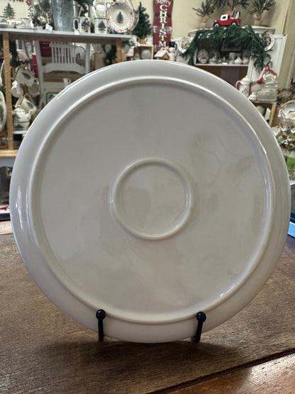 HMK Santa milk and cookies plate, plain white back on display stand