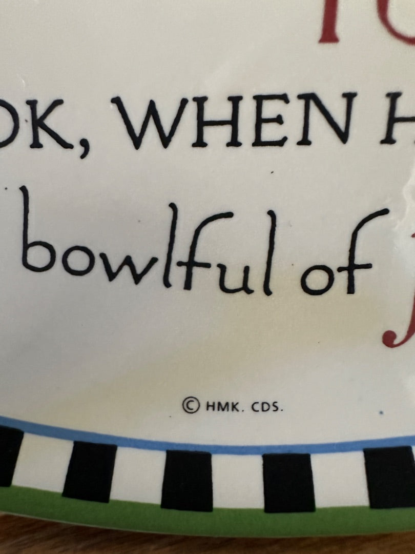 HMK Santa plate close-up of verse text and © HMK CDS