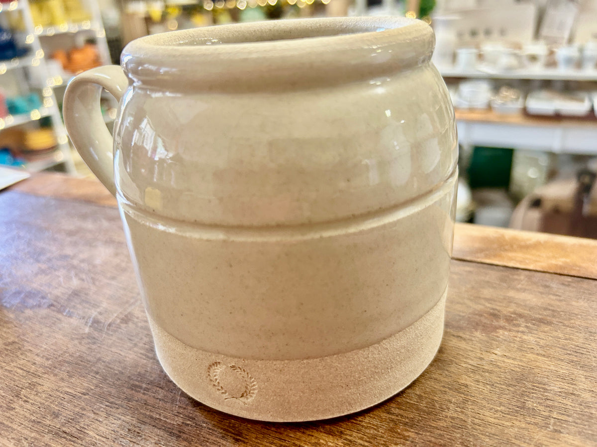 Cream Farmhouse Pottery NEW Crock Vase Jug, 4 1/2"