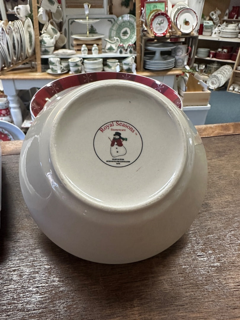 Ceramic serving bowl base with Royal Seasons logo stamp