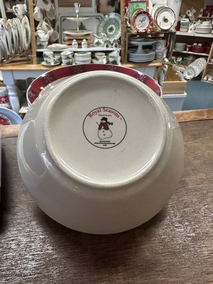 Ceramic serving bowl base with Royal Seasons logo stamp