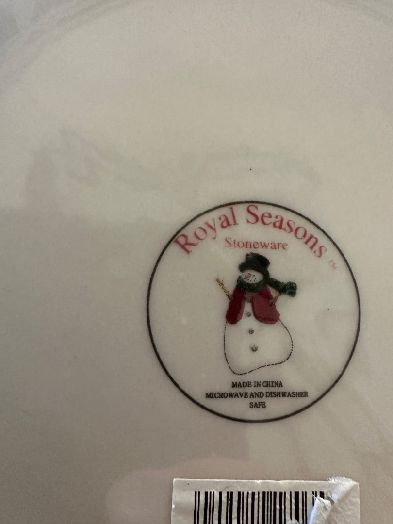 Royal Seasons snowman stoneware bowl bottom stamp with Made in China text
