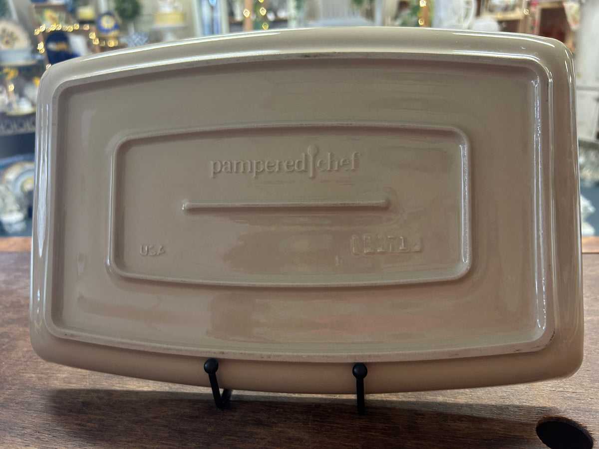 Brown Pampered Chef Rectangle Stoneware Platter, 13"