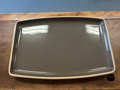 Brown Pampered Chef Rectangle Stoneware Platter, 13"