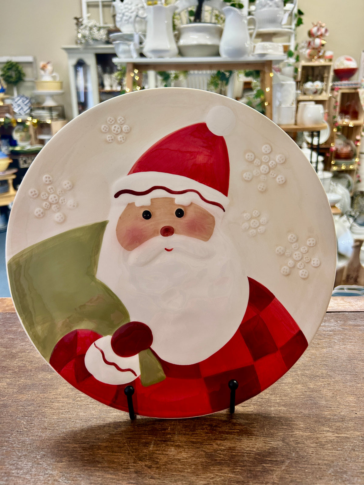 Red Green White Hallmark Santa Platter, 10 1/2"