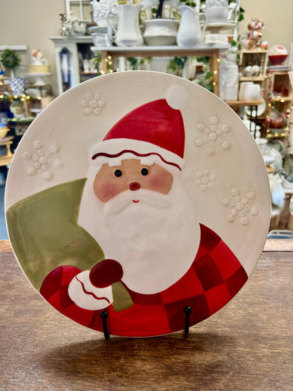 Red Green White Hallmark Santa Platter, 10 1/2"