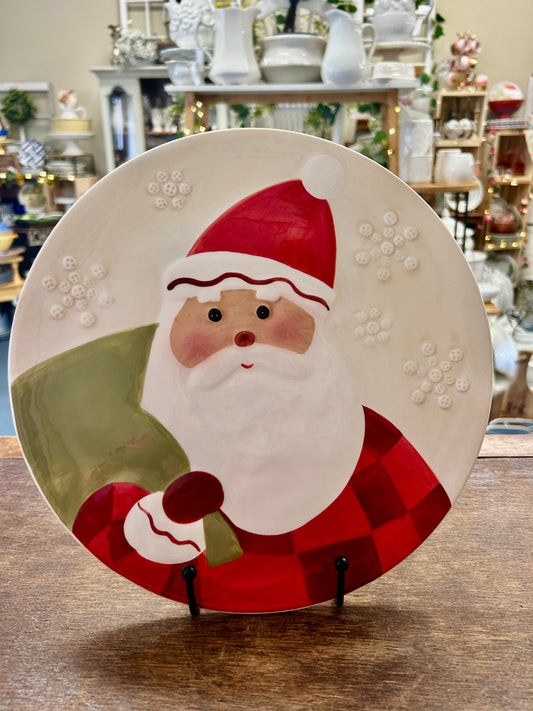 Red Green White Hallmark Santa Platter, 10 1/2"