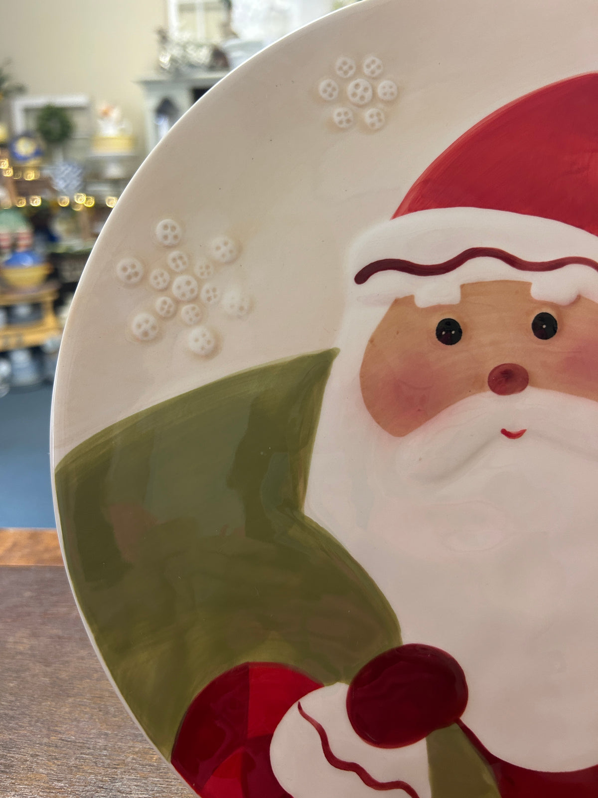 Red Green White Hallmark Santa Platter, 10 1/2"