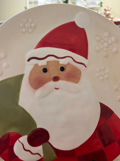 Red Green White Hallmark Santa Platter, 10 1/2"